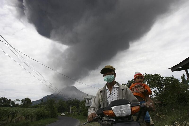 Around 1,000 people from six villages were evacuated from their homes to a safe area after the volcano erupted but no casualties have been reported. YT Haryono / Reuters