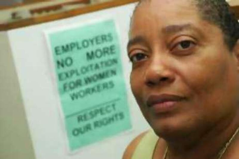 Joyce Gill-Cambell of the Domestic Workers United group, in the office on Broadway in Manhattan. (Joe Tabacca for The National-7/7/08) *** Local Caption ***  DomesticWorkers-1.jpg