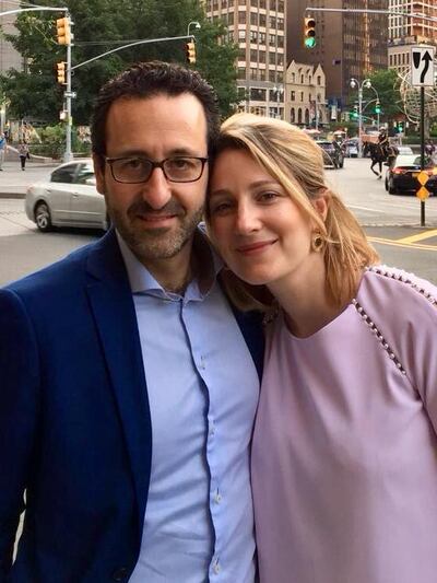 Mardini met his wife, Carla, above, in Manhattan in 2019, while briefly in Baghdad towards the end of 2002, where she was supervising repatriation operations of prisoners detained during the war with Iran for the ICRC. Photo: Robert Mardini