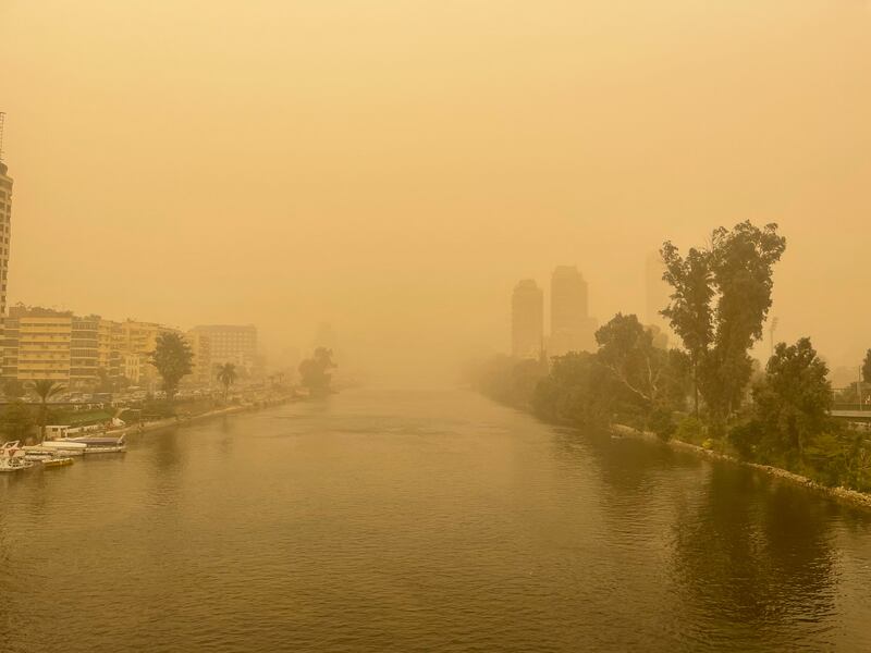 Visibility is severely reduced as Egypt's capital Cairo is hit by a sandstorm. All Photos Mahmoud Nasr / The National