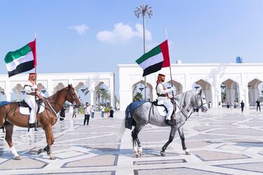 ABU DHABI, UNITED ARAB EMIRATES. 2 DECEMBER 2019. Khayyala performance at UAE’s National Day celebrations at Qasr Al Watan. (Photo: Reem Mohammed/The National) Reporter: Section: