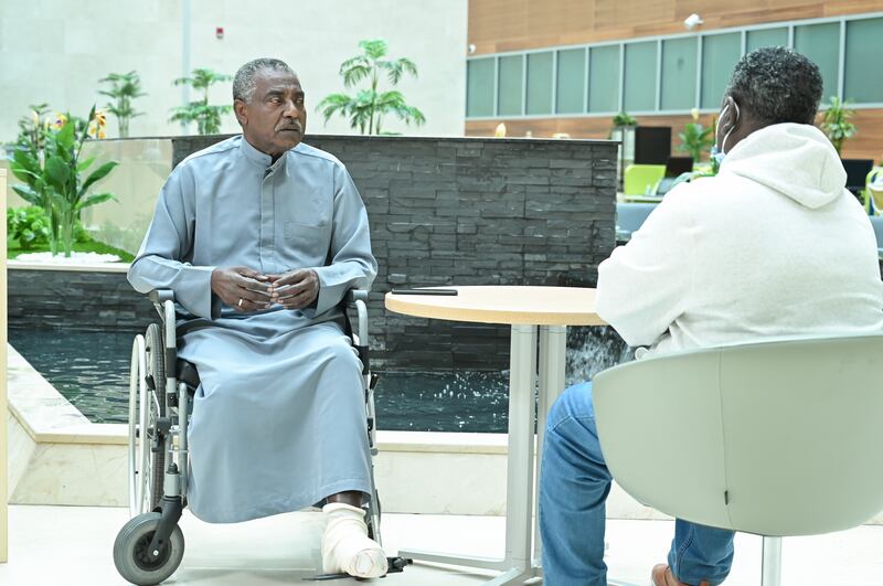 Hassan Ahmed has lost one leg to diabetes. Photo: Sheikh Shakhbout Medical City