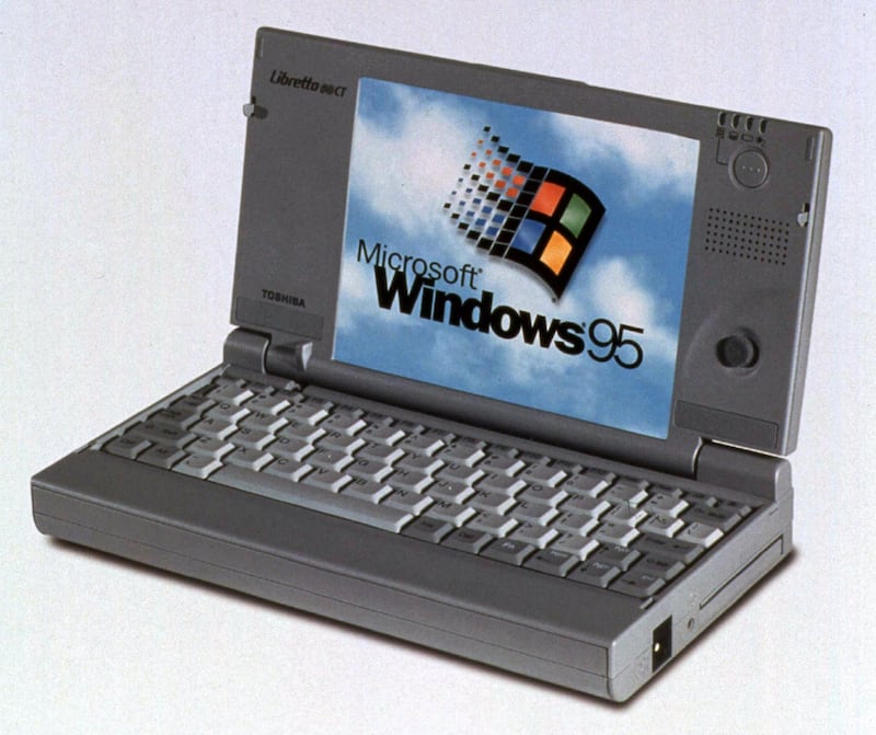 Toshiba's first mini-laptop, the Libretto 50CT was introduced at the Spring Comdex Show at the Georgia World Congress Center on June 2, 1997. The mini-notebook with a 75MHz Pentium processor, Windows 95 and a 810 million byte hard drive is expected to retail at $1,999.  REUTERS/Stringer