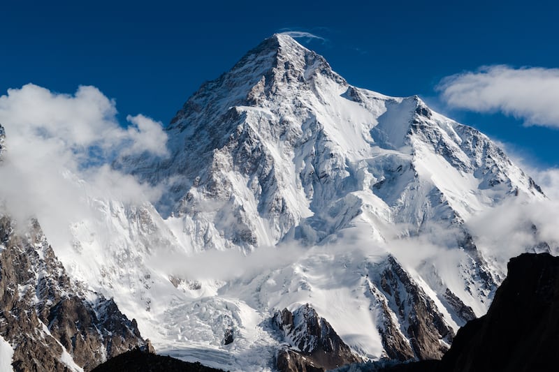 K2 as seen from Broad Peak base camp on the Baltoro Glacier in Pakistan. All photos: Getty Images