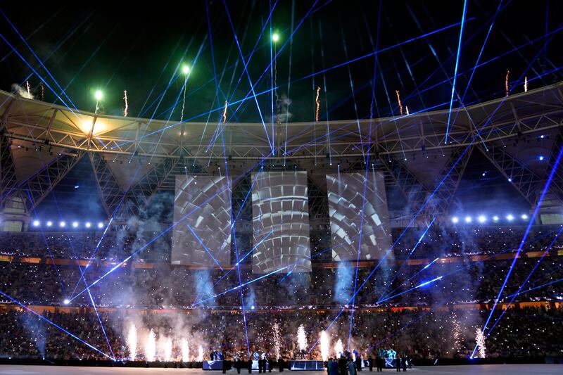 David Guetta performs on the pitch before the Club World Cup final. AP