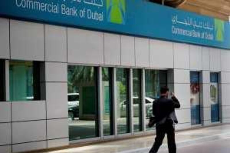 Abu Dhabi - July 22, 2009: The exterior of the Commercial Bank of Dubai.  ( Philip Cheung / The National ) *** Local Caption ***  PC0159-BankStock.jpg
