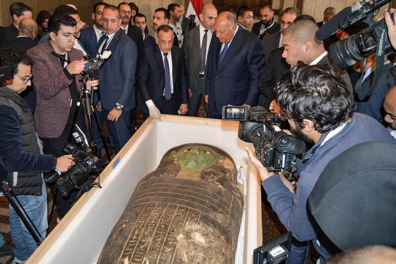 The sarcophagus was looted and smuggled out of Egypt years ago. AFP