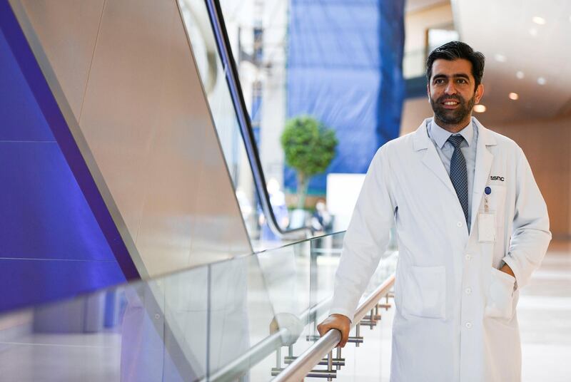 Trauma Awareness Week - AD Dr. Anas Alshorman, Paediatrician seen at the Trauma Awareness week event in Sheikh Shakhbout Medical City in Abu Dhabi on May 17, 2021. Khushnum Bhandari / The National 
Reporter: Shireena Al Nowais News