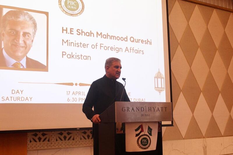 Mr Qureshi also gave a speech for the Pakistan Business Council in Dubai on Saturday. Courtesy: Pakistan Consulate in Dubai 