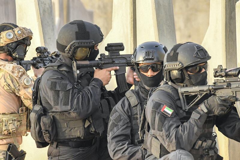 AL DHAFRA REGION, ABU DHABI, UNITED ARAB EMIRATES - June 26, 2019: Members of the UAE Armed Forces and the Jordanian Armed Forces participate in the joint military drill, Titled ‘Bonds of Strength’, at Al Hamra Camp.

(Handout)
---