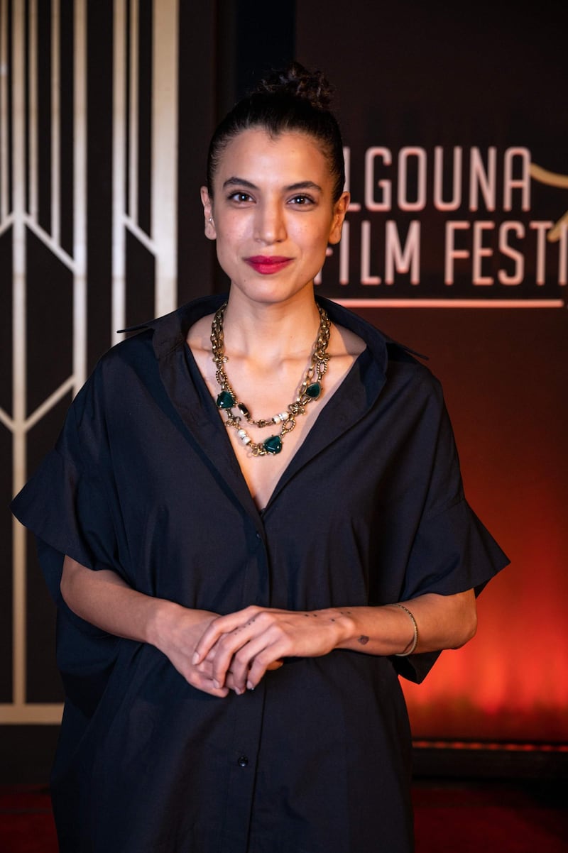 Iraqi actress Zahraa Ghandour walks the red carpet for the screening of 'The Furnace' at the 2020 El Gouna Film Festival. AFP