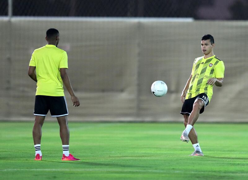 UAE's Fabio De Lima during training before the game between the UAE and Vietnam in the World cup qualifiers at the Zabeel Stadium, Dubai on June 14th, 2021. Chris Whiteoak / The National. 
Reporter: John McAuley for Sport