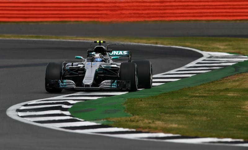 NORTHAMPTON, ENGLAND - JULY 14: Valtteri Bottas driving the (77) Mercedes AMG Petronas F1 Team Mercedes F1 WO8 on track during practice for the Formula One Grand Prix of Great Britain at Silverstone on July 14, 2017 in Northampton, England.  (Photo by Dan Mullan/Getty Images)