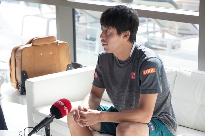 DUBAI, UNITED ARAB EMIRATES. 24 FEBRUARY 2019.  Kei Nishikori at a media round table ahead of the Dubai Duty Free Tennis Championships. (Photo: Antonie Robertson/The National) Journalist: John McAuley. Section: Sport.