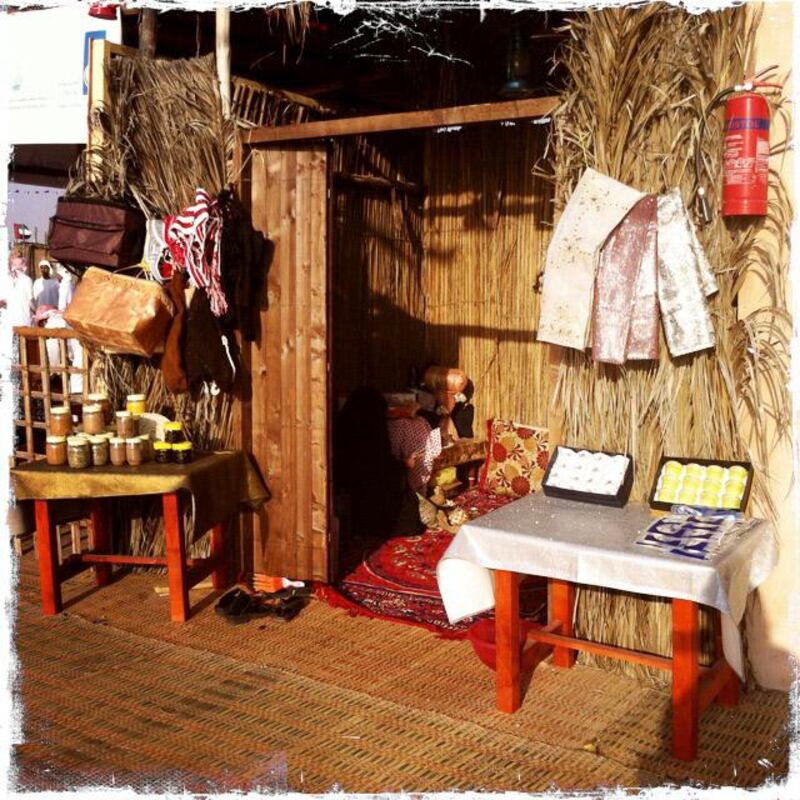 Day trip with friends to the Western Region and the Mazayin Dhafra Camel Festival, 220 kms west of Abu Dhabi on December 20, 2013.  Wares for sale at the traditional souk.  Picture taken with the Hipstamatic app for the iPhone. Liz Claus / The National