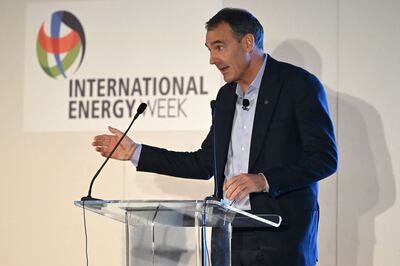 BP chief executive Bernard Looney on the first day of International Energy Week in London, on Tuesday. AFP