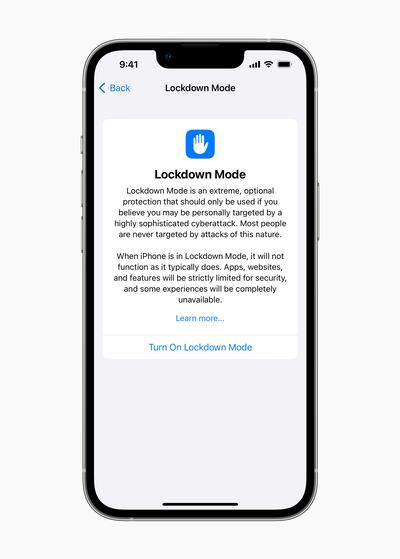 Apple introduced Lockdown Mode to protect users from state-sponsored cyber attacks.