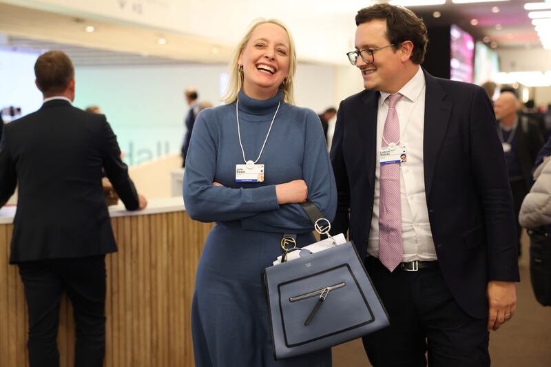 Julie Sweet, chief executive of Accenture, and Ludovic Subran, chief economist at Allianz SE. Bloomberg 