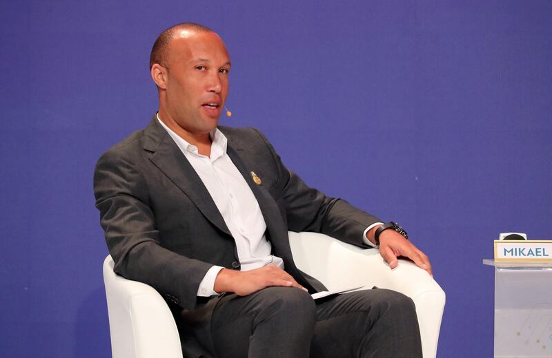 DUBAI, UNITED ARAB EMIRATES, Dec 28 – 2019 :- Mikael Silvestre, Former Manchester United & France National Team Player speaking during the 14th Dubai International Sports Conference held at Madinat Jumeirah in Dubai. ( Pawan Singh / The National ) For Sports/Instagram. Story by John