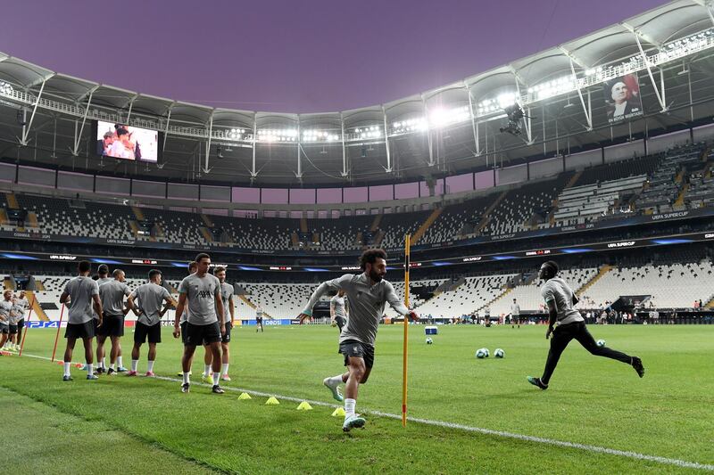 Players train ahead of the UEFA Super Cup. Getty Images