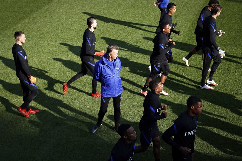 Louis van Gaal  oversees the training session. EPA