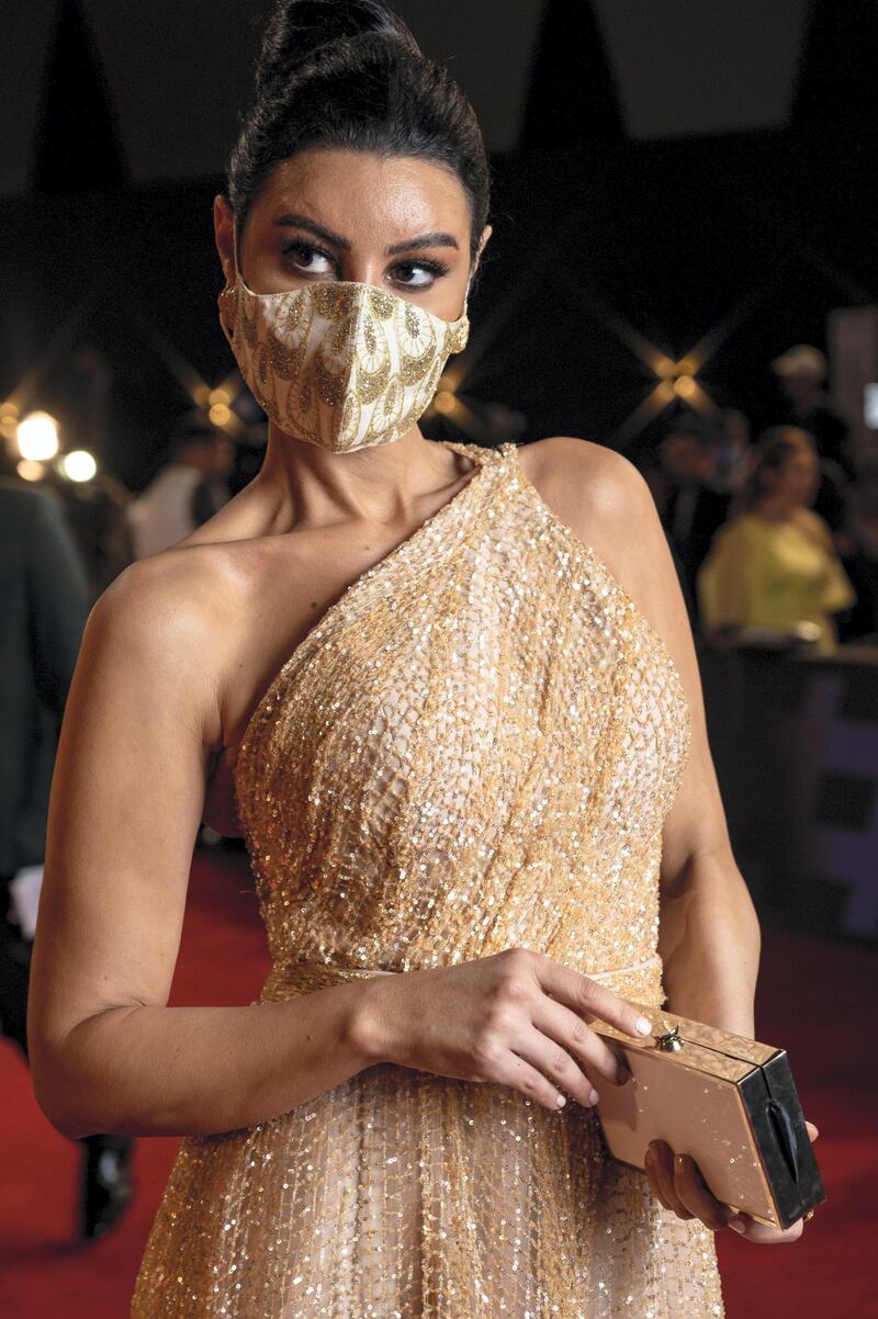Egyptian actress Arwa Gouda arrives to the opening ceremony of 4th edition of El Gouna Film Festival, in El Gouna, Egypt on October 23, 2020.