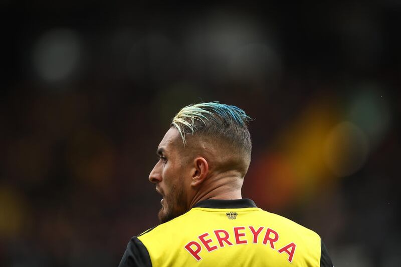 WATFORD, ENGLAND - APRIL 27:  Roberto Pereyra of Watford during the Premier League match between Watford FC and Wolverhampton Wanderers at Vicarage Road on April 27, 2019 in Watford, United Kingdom. (Photo by Marc Atkins/Getty Images)