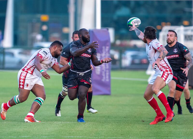 Premiership, Abu Dhabi Harlequins vs. Dubai Exiles at Zayed Sports City rugby fields.