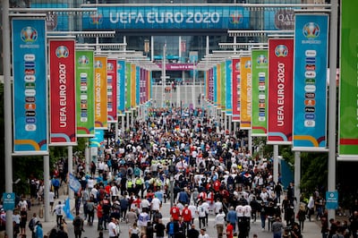 German politicians voiced concern over the crowds at Euro 2020 football games, seen here at Wembley on Tuesday. 