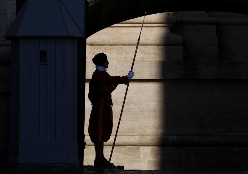 A member of Swiss Guard is seen before Pope Francis' Wednesday general audience in Saint Peter's Square at the Vatican. Max Rossi/Reuters