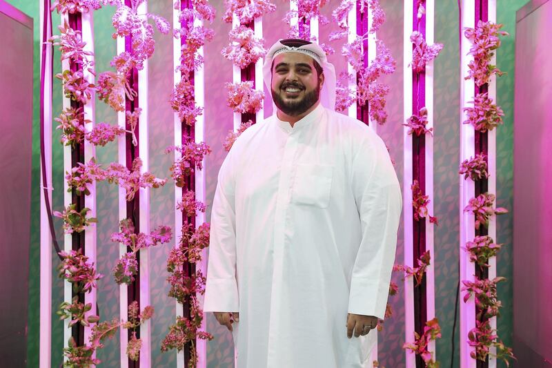 DUBAI, UNITED ARAB EMIRATES , Feb 19  – 2020 :- Abdula Aziz Al Mulla, Co Founder and CEO , Madar Farms at his stand at the Gulfood held at Dubai World Trade Centre in Dubai. (Pawan  Singh / The National) For  POAN. Story by Sophia Vahanvaty   