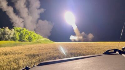 A M142 High Mobility Artillery Rocket System (Himars) being fired in an undisclosed location in Ukraine. Reuters