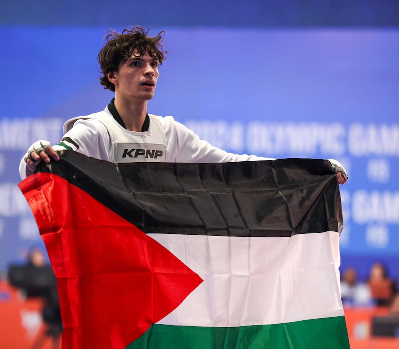 Omar Ismail was one of three Palestinians who competed in the qualifying event in China. Photo: Palestine Olympic Committee