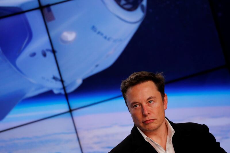 SpaceX founder Elon Musk speaks at a post-launch press conference after the SpaceX Falcon 9 rocket, carrying the Crew Dragon spacecraft, lifted off. Reuters