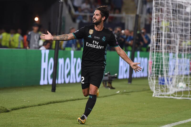 Real Madrid's Isco celebrates the second goal. Vassil Donev / EPA