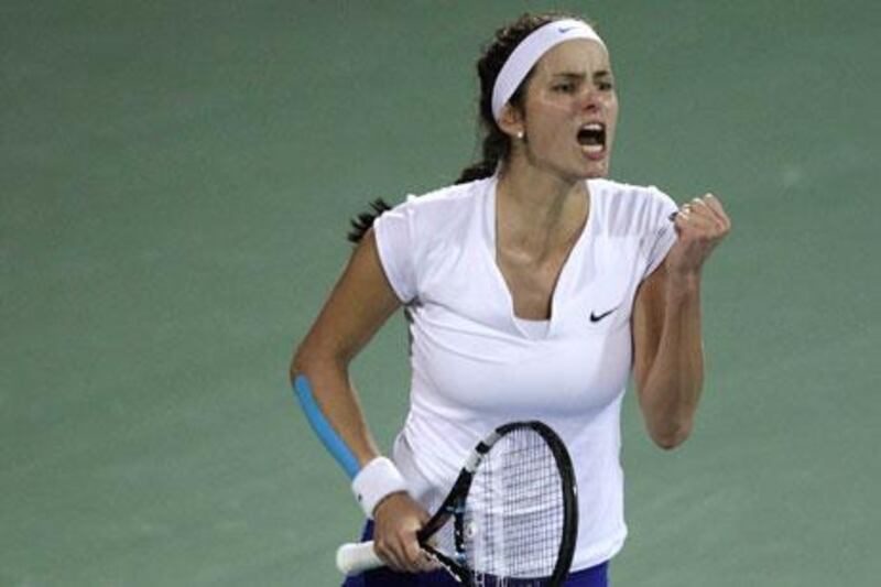 Julia Goerges is on to the women's final in the Dubai Tennis Championships after sending the tournament's defending champion, Caroline Wozniacki, crashing out in a little over two hours.