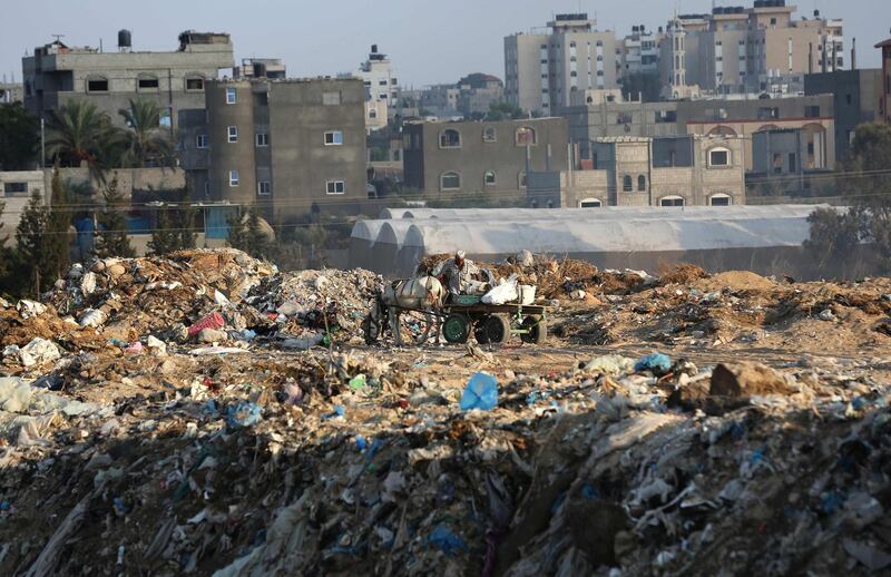 Rubbish piles up in an impoverished neighbourhood of the Khan Younis refugee camp in southern Gaza Strip. AFP