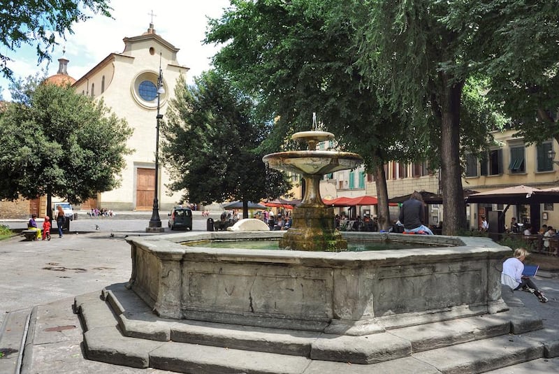 The Piazza di Santo Spirito in Oltrarno is lined with cafes and restaurants, and fills up with food stalls every morning. Photo by Adam Batterbee