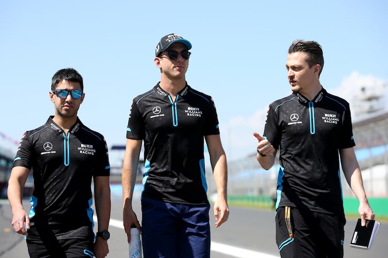 Nicholas Latifi of Canada and Williams walks the circuit with his team during previews ahead of the F1 Grand Prix of Australia at Melbourne Grand Prix Circuit in Melbourne, Australia. Getty Images