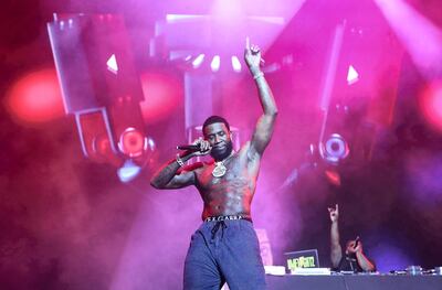 ABU DHABI, UNITED ARAB EMIRATES , Nov 29 – 2019 :- Gucci Mane performing at the F1 concert held at Du Arena in Yas Circuit in Abu Dhabi. ( Pawan Singh / The National )  For News/Instagram/Online.