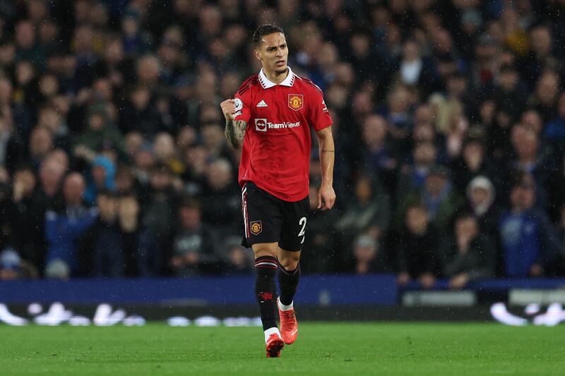 Antony celebrates after scoring. Getty