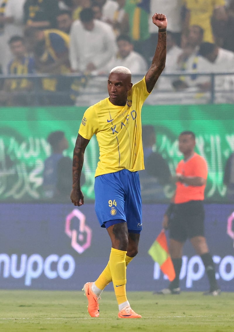 Al Nassr's Anderson Talisca celebrates scoring their second goal. Reuters