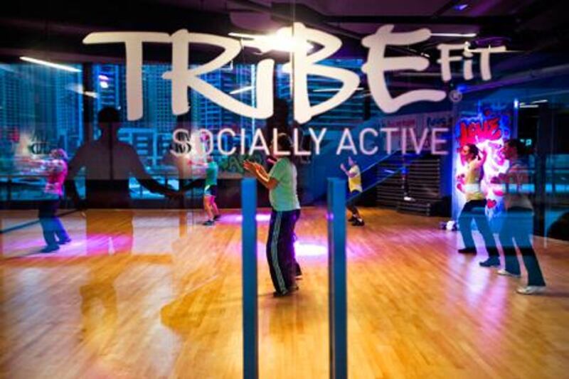 Dubai, UAE, July 9, 2013:

Tribe Fit is a new gym in the Marina. The gym's ethos is to combine physical exercise with social events to create a fit and friendly community. 

A zumba class in progress.