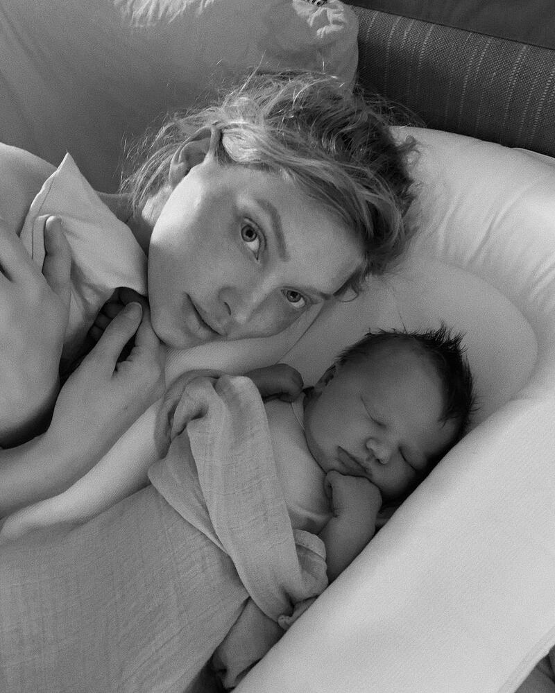 Swedish model Elsa Hosk welcomed baby girl Tuulikki Joan Daly in February. Instagram