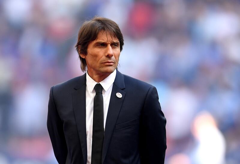 LONDON, ENGLAND - MAY 19:  Antonio Conte, Manager of Chelsea looks on prior to The Emirates FA Cup Final between Chelsea and Manchester United at Wembley Stadium on May 19, 2018 in London, England.  (Photo by Laurence Griffiths/Getty Images)