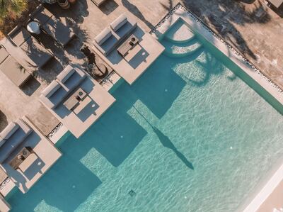 Nobu Santorini in Greece has a dual-level infinity pool. Photo: Nobu Hotels