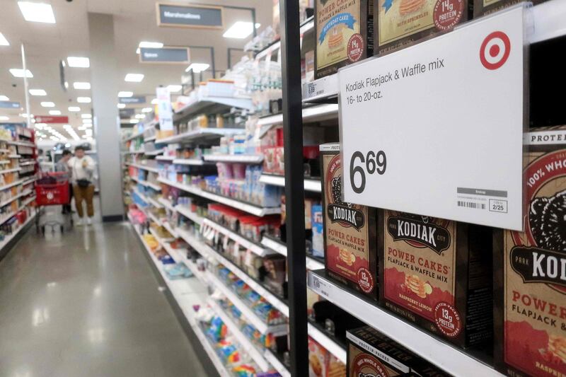 A Target shop in Los Angeles. US inflation is still running above the Fed's long-term target of 2 per cent. Getty