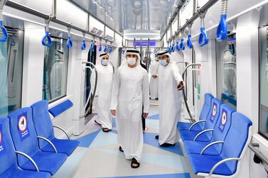 Sheikh Hamdan bin Mohammed, Crown Prince of Dubai, tours the new metro link. 