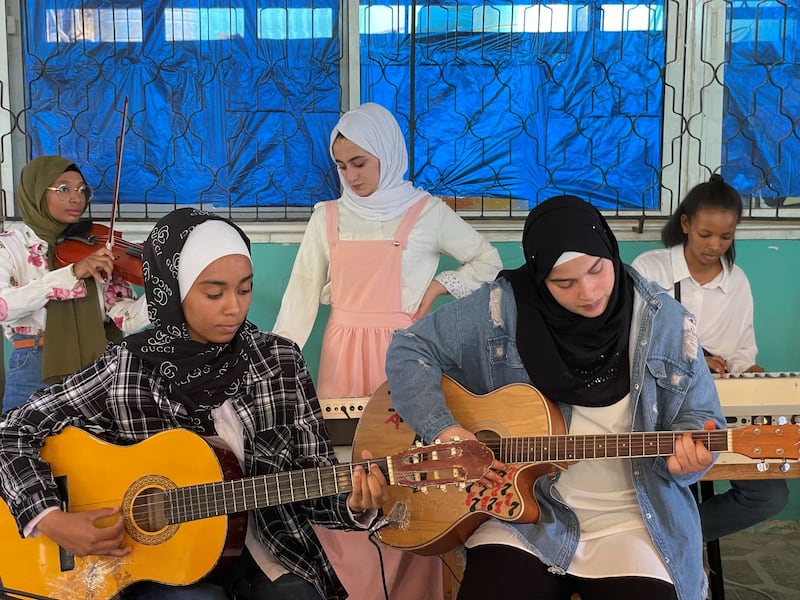 Members of the music band at Makani, an internationally funded learning centre in a low-income district of Amman. All photos: Khaled Yacoub Oweis / The National