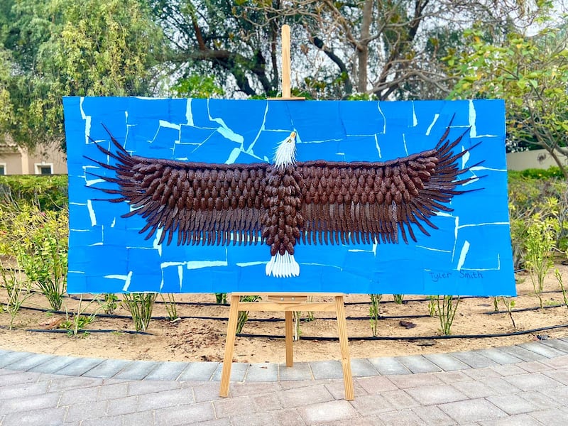 Tyler made a large sculpture of a bald eagle and has since contacted the cafe to ask if it would consider using eco-friendly cutlery. Antonie Robertson / The National